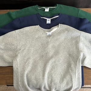 Three Russell Athletic Crewneck Sweatshirts